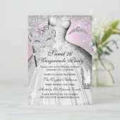 Invitation Rose Argent Princess Masquerade Sweet 1 (Debout devant)