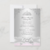 Invitation rose & Argent Princesse Fille Premier anniversaire (Dos)