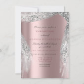 Invitation Rose argentée de mariage pour 16 ans rose sparklin (Devant)