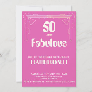 Invitation Rose Art Déco 50 ans et Incroyable Anniversaire