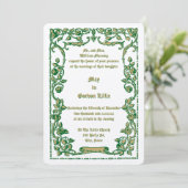 Invitation Rose Art nouveau défile Mariage frontalier floral (Debout devant)