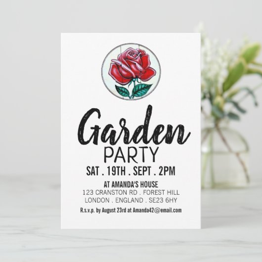 Invitation Rose artistique, Garden Party (Debout devant)