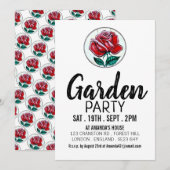 Invitation Rose artistique, Garden Party (Devant / Derrière)