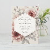 Invitation Rose Ash Ethereal Bloom Mariage (Debout devant)