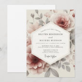 Invitation Rose Ash Ethereal Bloom Mariage (Devant / Derrière)