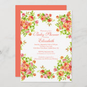 Invitation Rose assez rose BabyShower floral de pêche (Devant / Derrière)