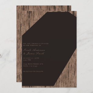 Invitation Rose au chocolat rustique Bois Moderne Mariage élé