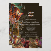 Invitation Rose automne papillon d'automne argent feuille d'o (Devant / Derrière)