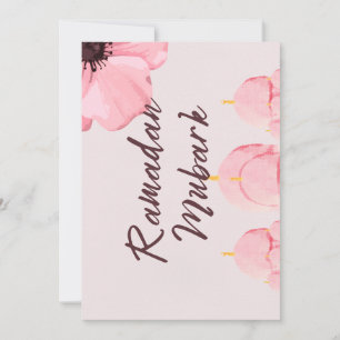 Invitation Rose avec fleur Ramadan mubark