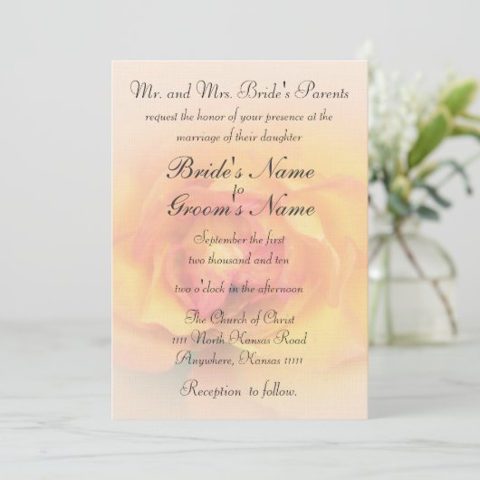 Invitation Rose avec Mariage de verse (Debout devant)