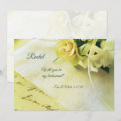 Invitation Rose avec ruban sur l'ancienne écriture (Devant / Derrière)