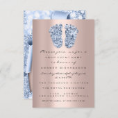 Invitation Rose Baby shower bleu Parties scintillant garçon p (Devant / Derrière)