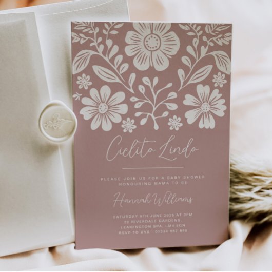 Invitation rose Baby shower Cielito Lindo