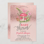 Invitation Rose Baby shower de Parties scintillant d'or aux p (Devant / Derrière)