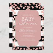 Invitation rose Baby shower d'or (Devant / Derrière)