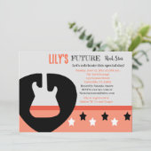Invitation rose Baby shower Futur Rocker (Debout devant)