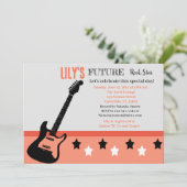 Invitation rose Baby shower Futur Rocker (Debout devant)