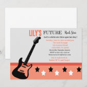 Invitation rose Baby shower Futur Rocker (Devant / Derrière)