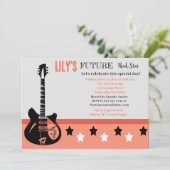 Invitation rose Baby shower Futur Rocker (Debout devant)