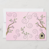 Invitation rose baby shower "Oiseaux d'or" (Dos)