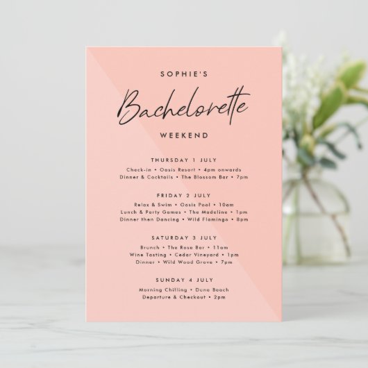 Invitation Rose | Bachelorette Heekend Itiniary (Debout devant)