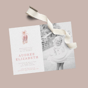 Invitation Rose Ballerina Chaussures Filles Photo Anniversair