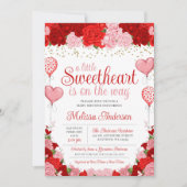 Invitation Rose Balloon de Saint Valentin Baby shower fille (Devant)