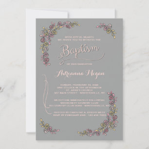 Invitation Rose Baptismal