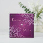 Invitation rose baroque exquise de rouleau (Debout devant)
