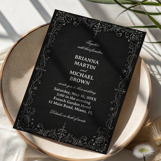 Invitation Rose Baroque Monochrome