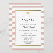 Invitation Rose bat mitzvah Gold et White (Devant / Derrière)