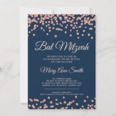 Invitation Rose bat mitzvah Gold Faux Parties scintillant Con (Devant)