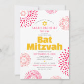 Invitation Rose Bat Mitzvah Photo Étoile Gras Explosion Color (Devant)