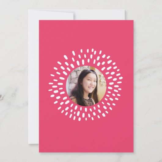 Invitation Rose Bat Mitzvah Photo Étoile Gras Explosion De Co (Dos)