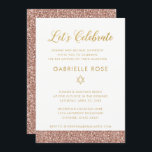 Invitation Rose Bat mitzvah rose Gold Parties scintillant réc<br><div class="desc">Parties scintillant d'or rose moderne et minimaliste et Bat mitzvah d'or invitation à la réception. L'oeuvre est des images imprimées à plat,  PAS de la parties scintillant réelle ou du papier doré. Consultez la boutique de zazzle en papier pour coordonner les cartes d'encart et les objets de décoration.</div>