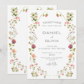 Invitation Rose Beige esthétique Floral Aquarelle Mariage (Devant / Derrière)