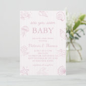 Invitation Rose Bientôt bébé Shower (Debout devant)