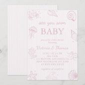 Invitation Rose Bientôt bébé Shower (Devant / Derrière)
