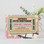 Invitation rose billet cinéma (Debout devant)