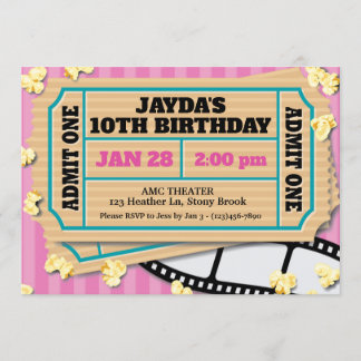 Invitation rose billet cinéma