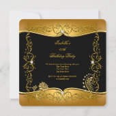 Invitation Rose Black Gold Diamond Floral Anniversaire Party (Dos)