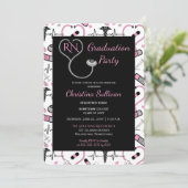 Invitation Rose | Black Médicale Nurse Graduation Party (Debout devant)