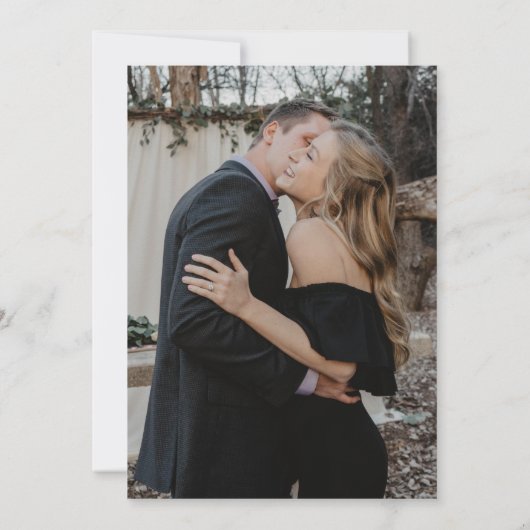 Invitation Rose Black White Stripe Script photo or  (Dos)