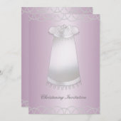 Invitation Rose Blanc Christening Gown Fille Christening (Devant / Derrière)