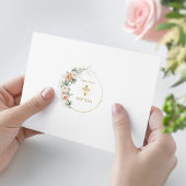 Invitation Rose blanc Dusty Floral Photo Girl Baptême