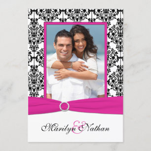Invitation rose, blanc, et noir de mariage de