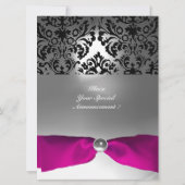 INVITATION ROSE BLANC FUCHSIA DAMAS PIERRE PRÉCIEUSE MONOGRAM (Dos)