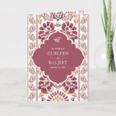Invitation Rose Blanc Ikat Combinaison Sikh Mariage (Devant)