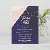 Invitation Rose blanc marine bleu & or geomeMariage Réception (Debout devant)