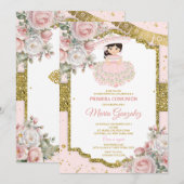 Invitation Rose & Blanc Mexicain Presentación De Tres Años (Devant / Derrière)